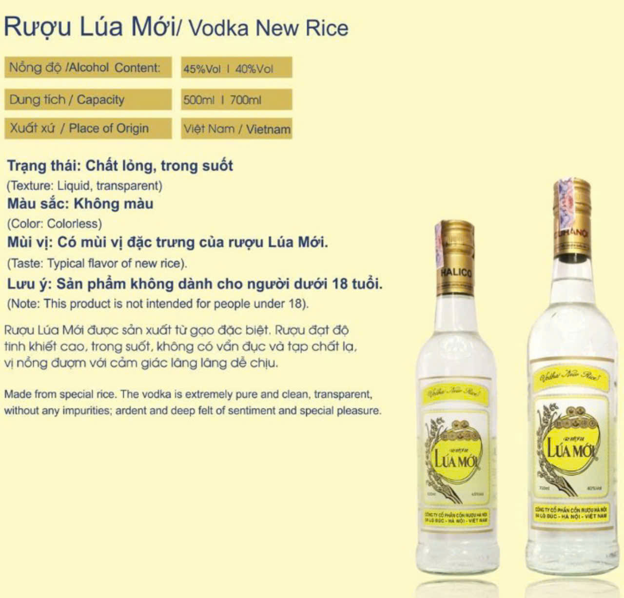 Rượu Lúa Mới - Chai 500ML 45% ( Bottle New Rice Wine 500Ml 45%) - Ảnh 4
