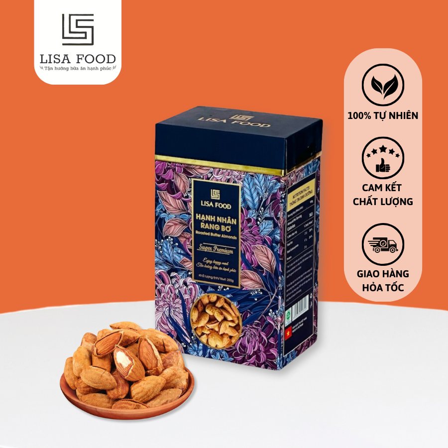 Hạt Hạnh Nhân Rang Bơ Hộp 250g LisaFood