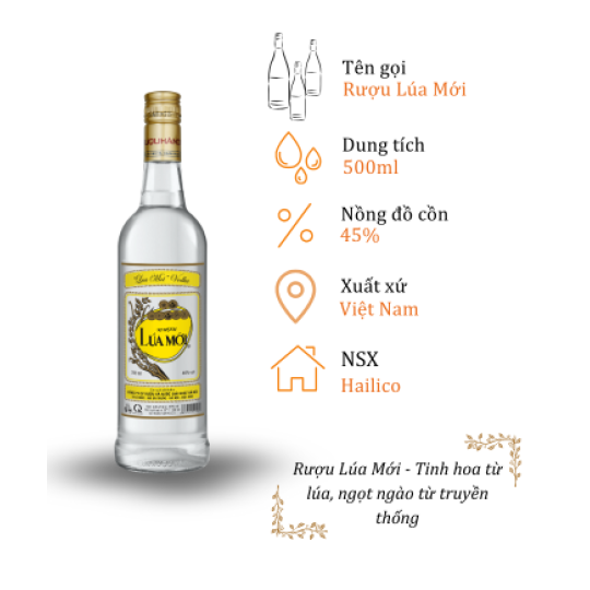 Rượu Lúa Mới - Chai 500ML 45% ( Bottle New Rice Wine 500Ml 45%) - Ảnh 5