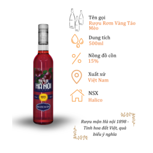 Rượu Mận Hà Nội 1898 - Chai 500ml 15% (Bottle Ha Noi 1898)