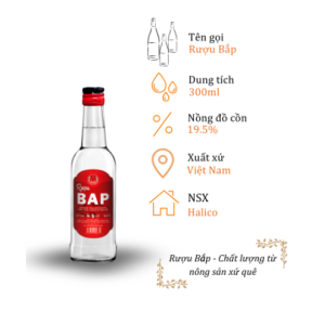 Rượu Bắp - Chai 300ML 19.5% ( Bottle Corn 300ml, 19.5%)